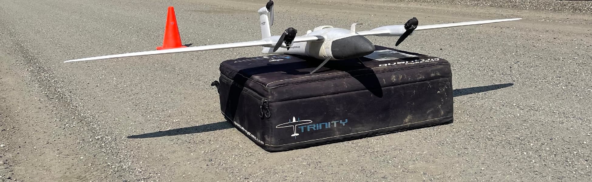 Enterprise drone staged for a construction and mining survey flight