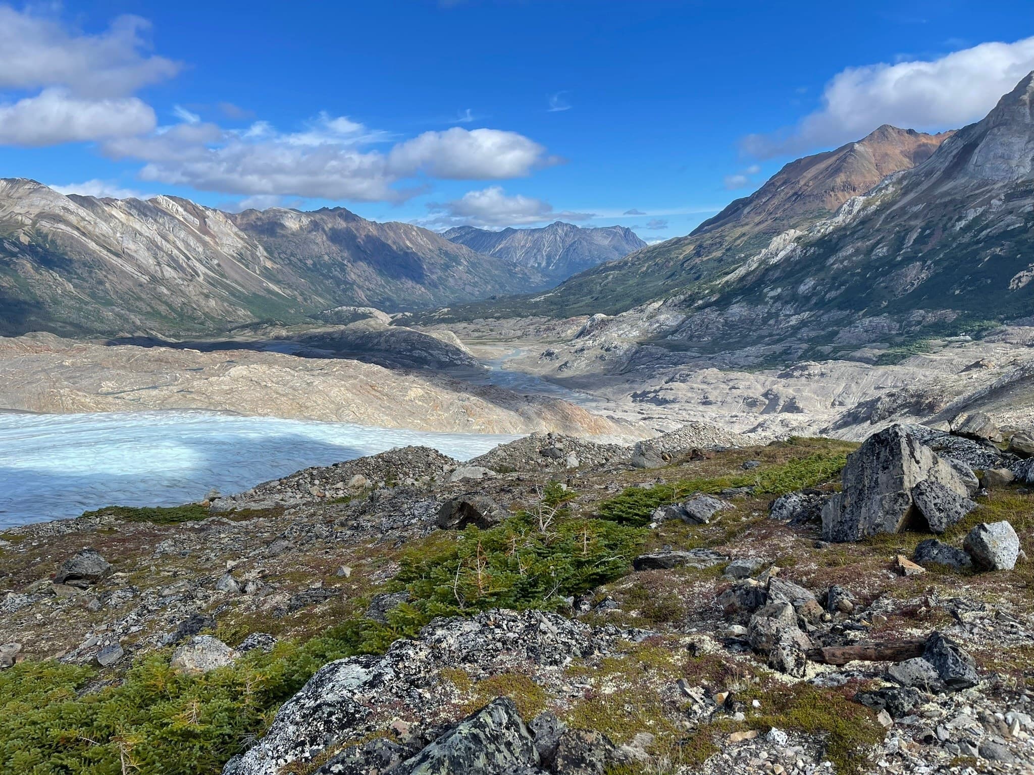 Glacier valley and braided river on a remote mapping job