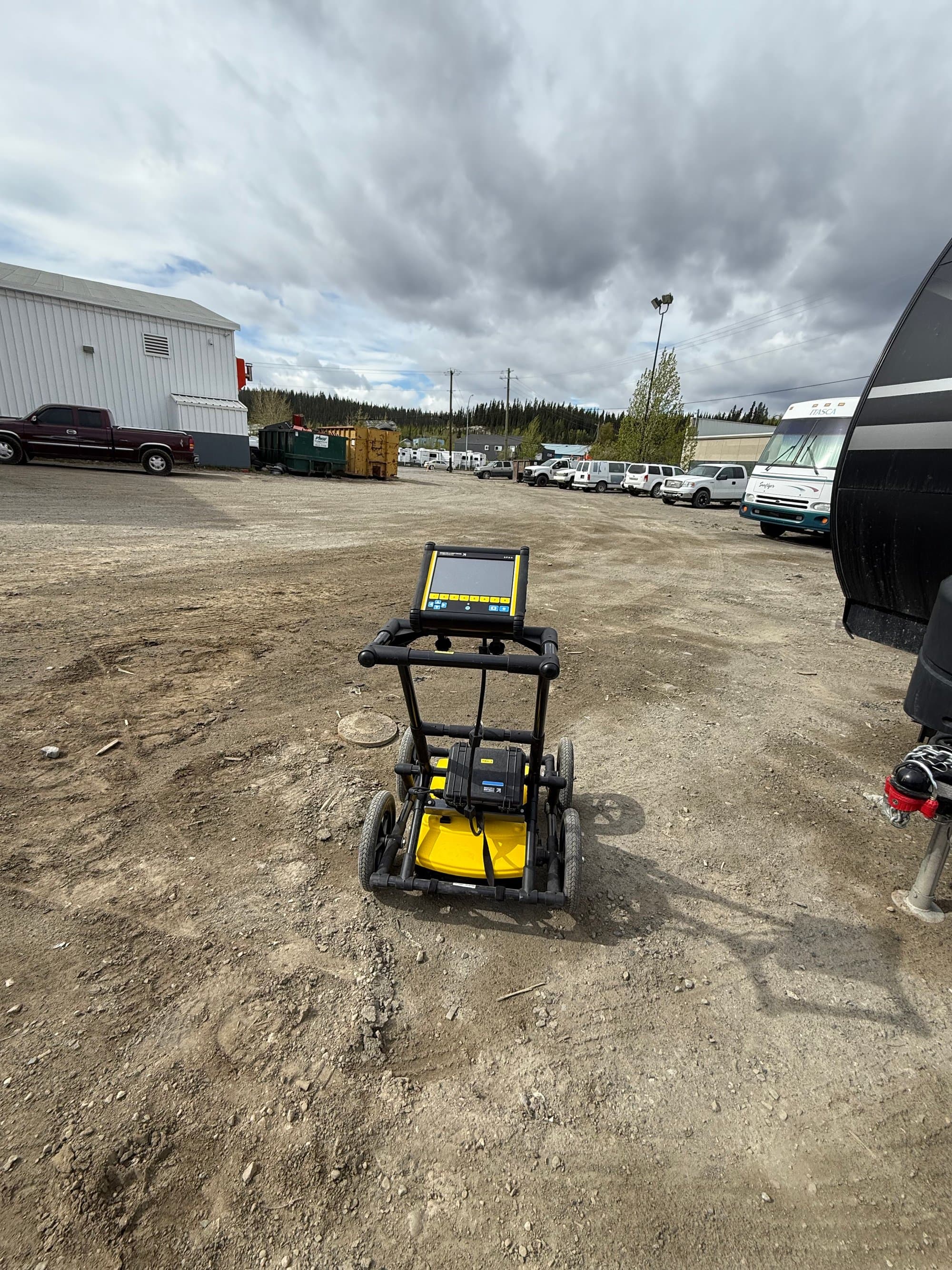 GPR cart clearing a work yard before excavation