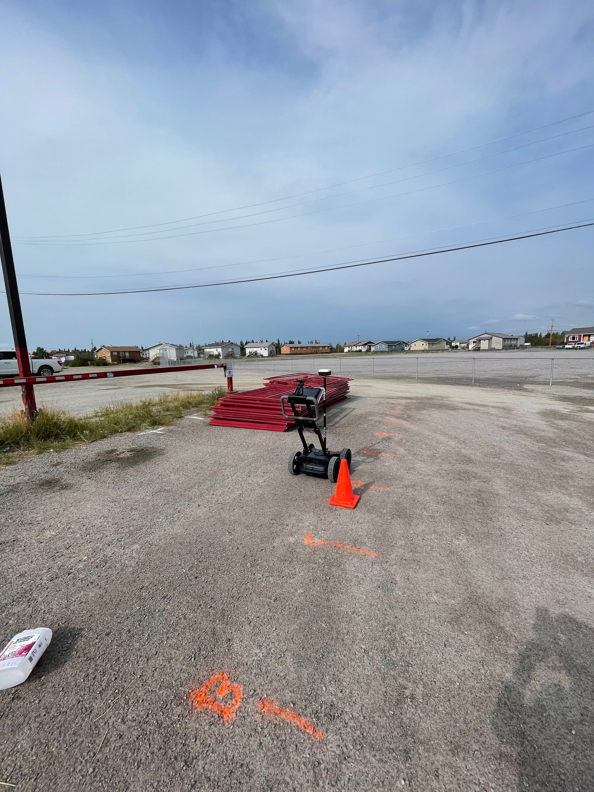 GPR cart scanning a parkade deck