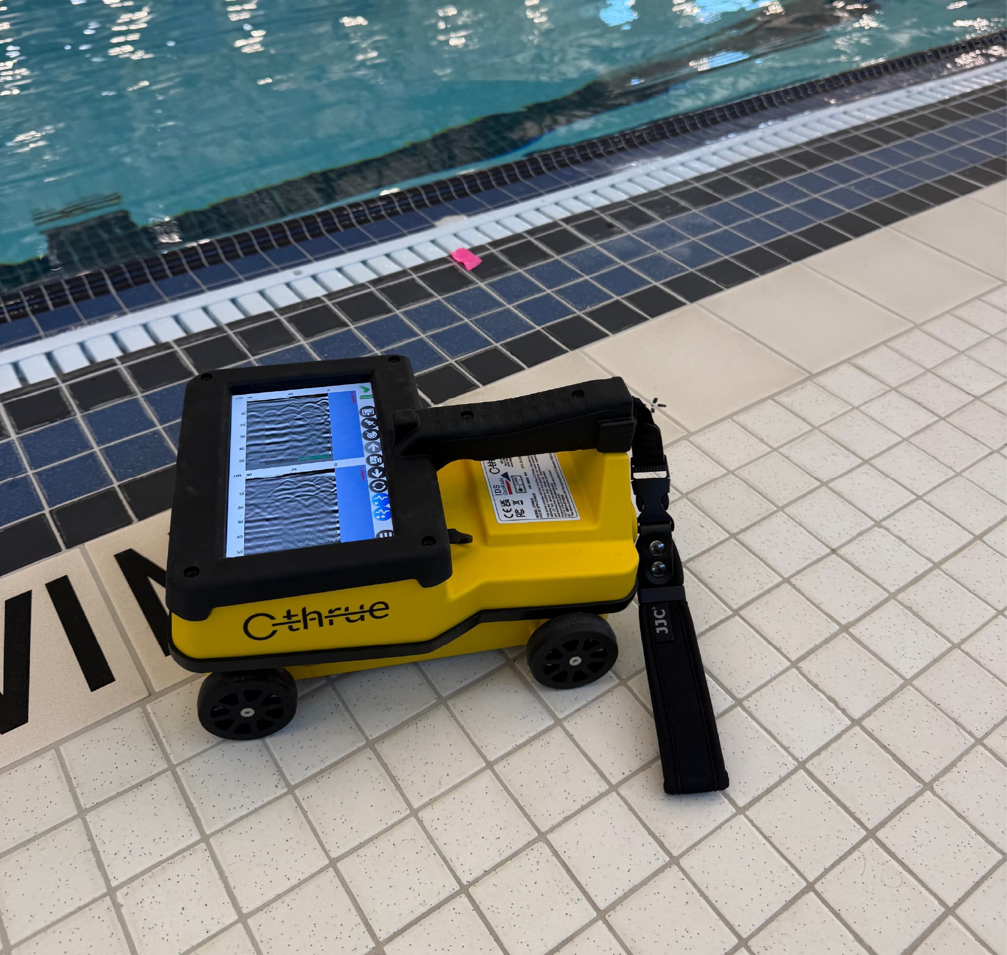 GPR concrete scanning of an indoor pool deck in Edmonton before coring