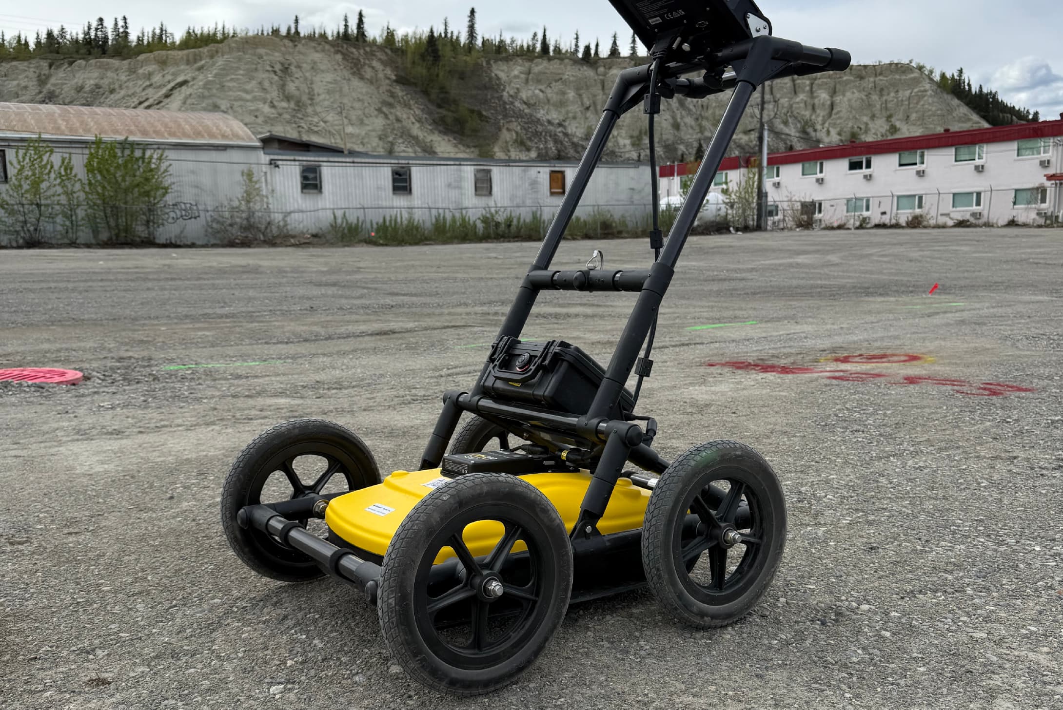 GPR scanning at an industrial site in Whitehorse, Yukon