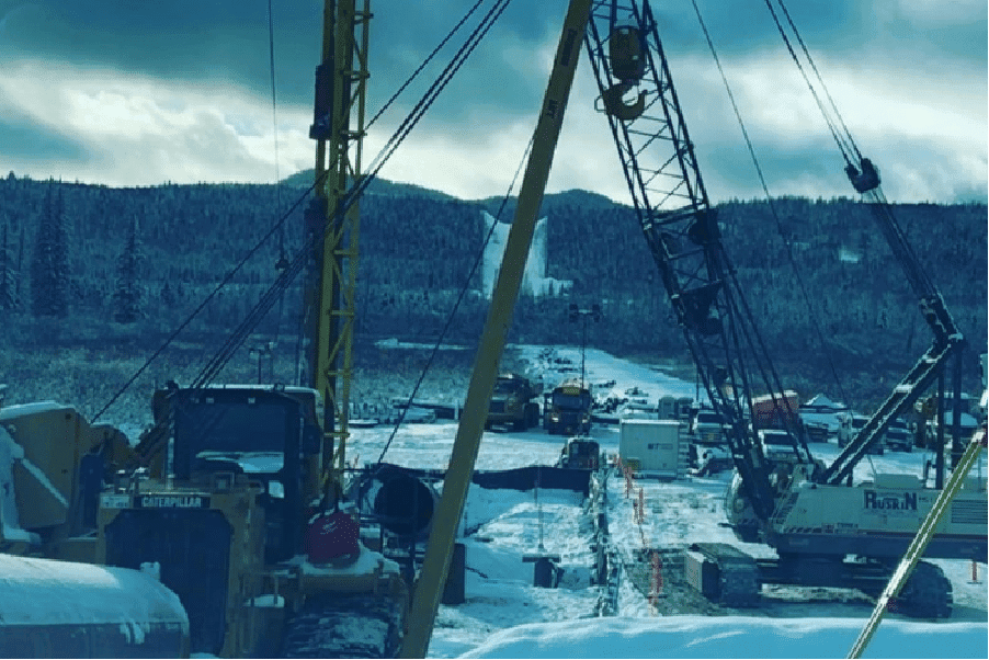 Survey support for a trenchless pipeline crossing in Northern BC