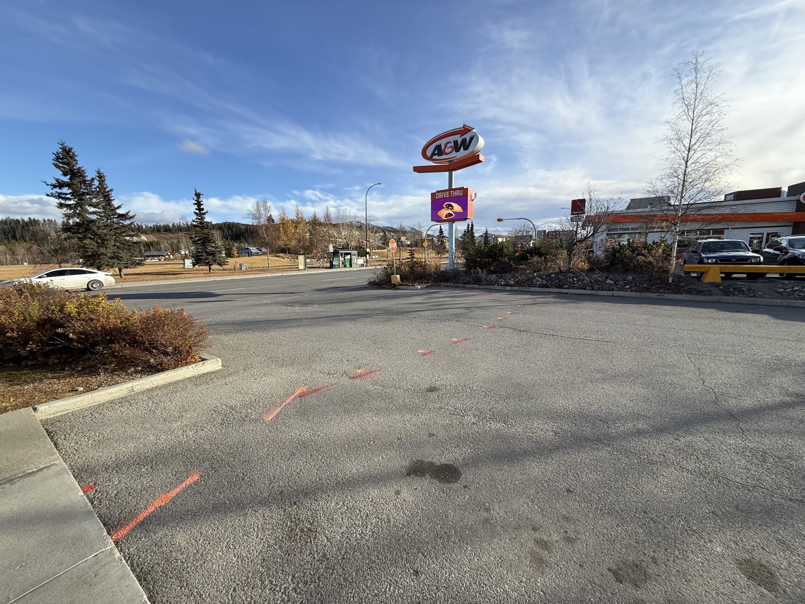 Line locating at a Whitehorse commercial parking lot