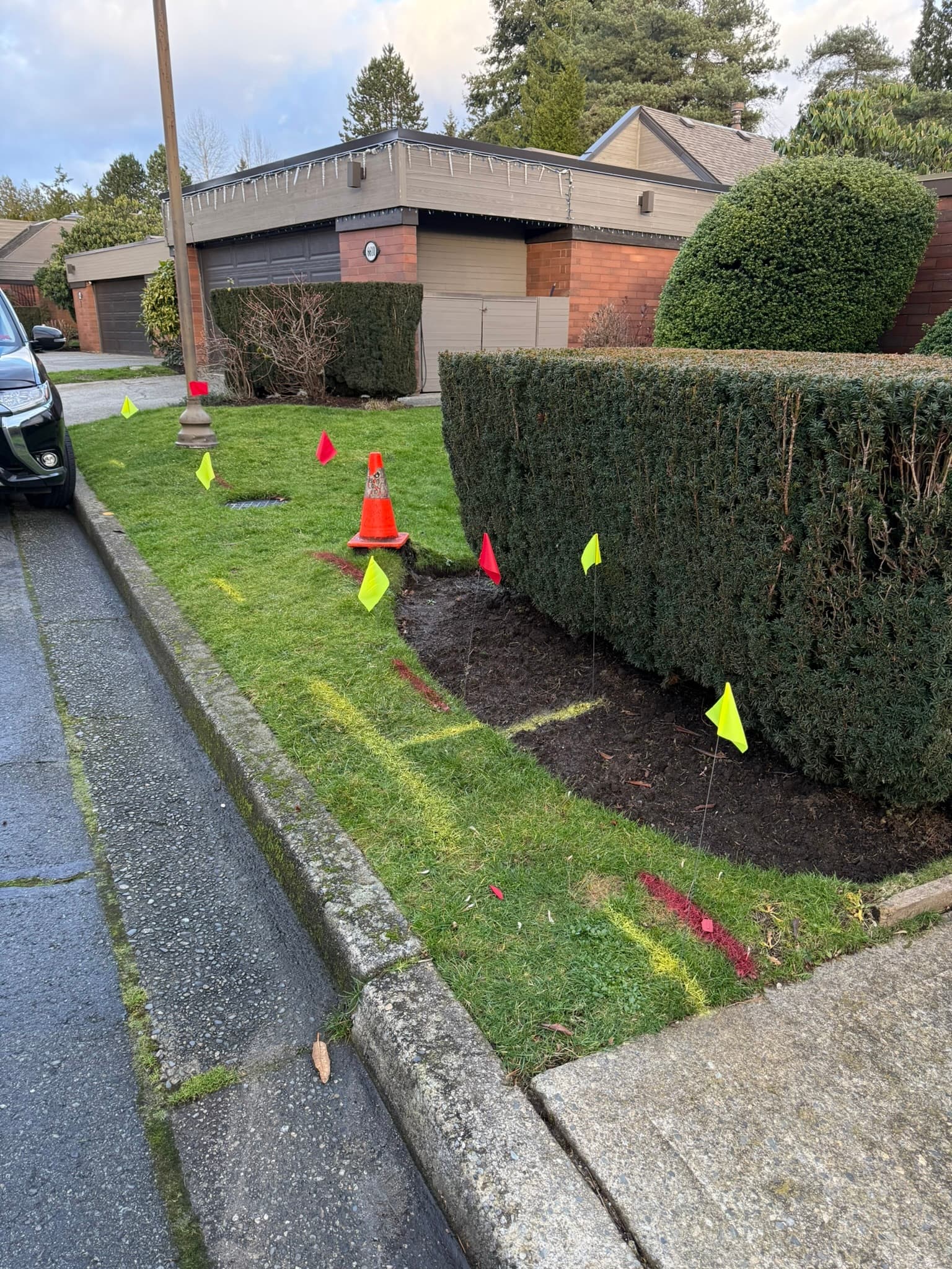 Private utility line tracing in progress