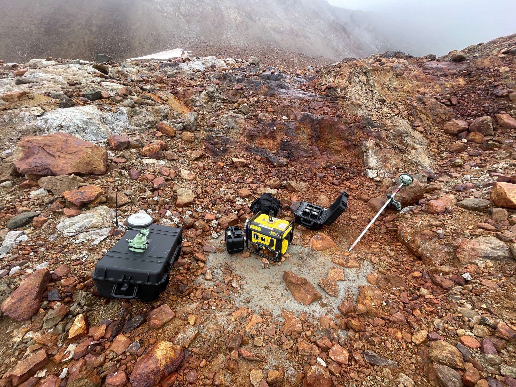 Survey kit staged at an exploration site