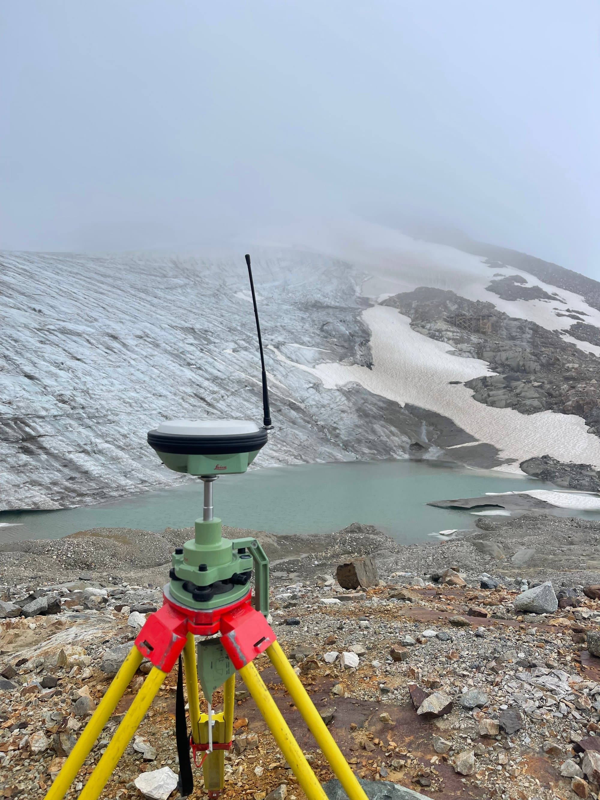 GNSS receiver above a glacier-fed lake