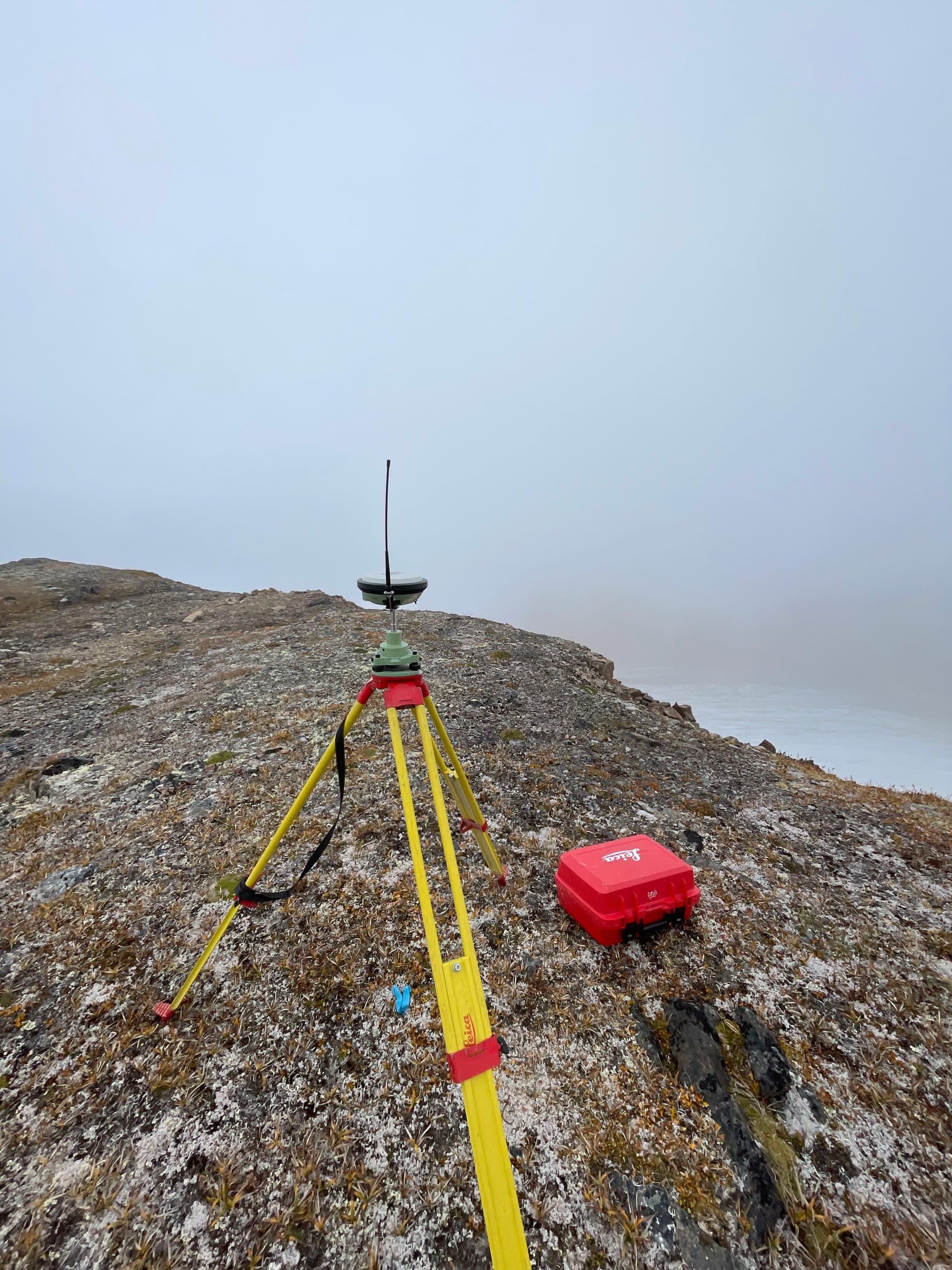 Mountaintop control survey in the fog