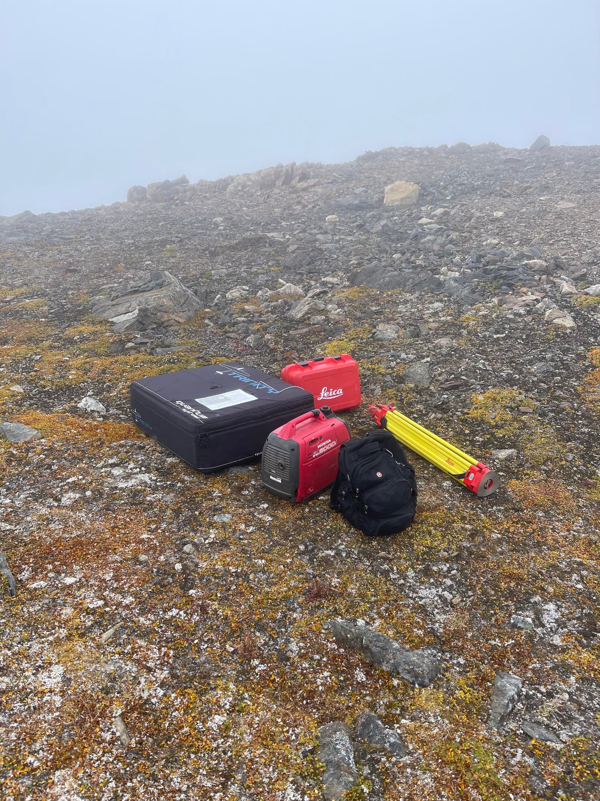 Survey kit on alpine moss