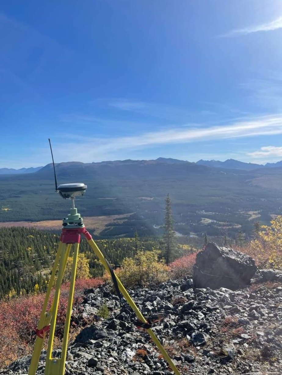 GNSS control high above a Yukon valley in fall colours