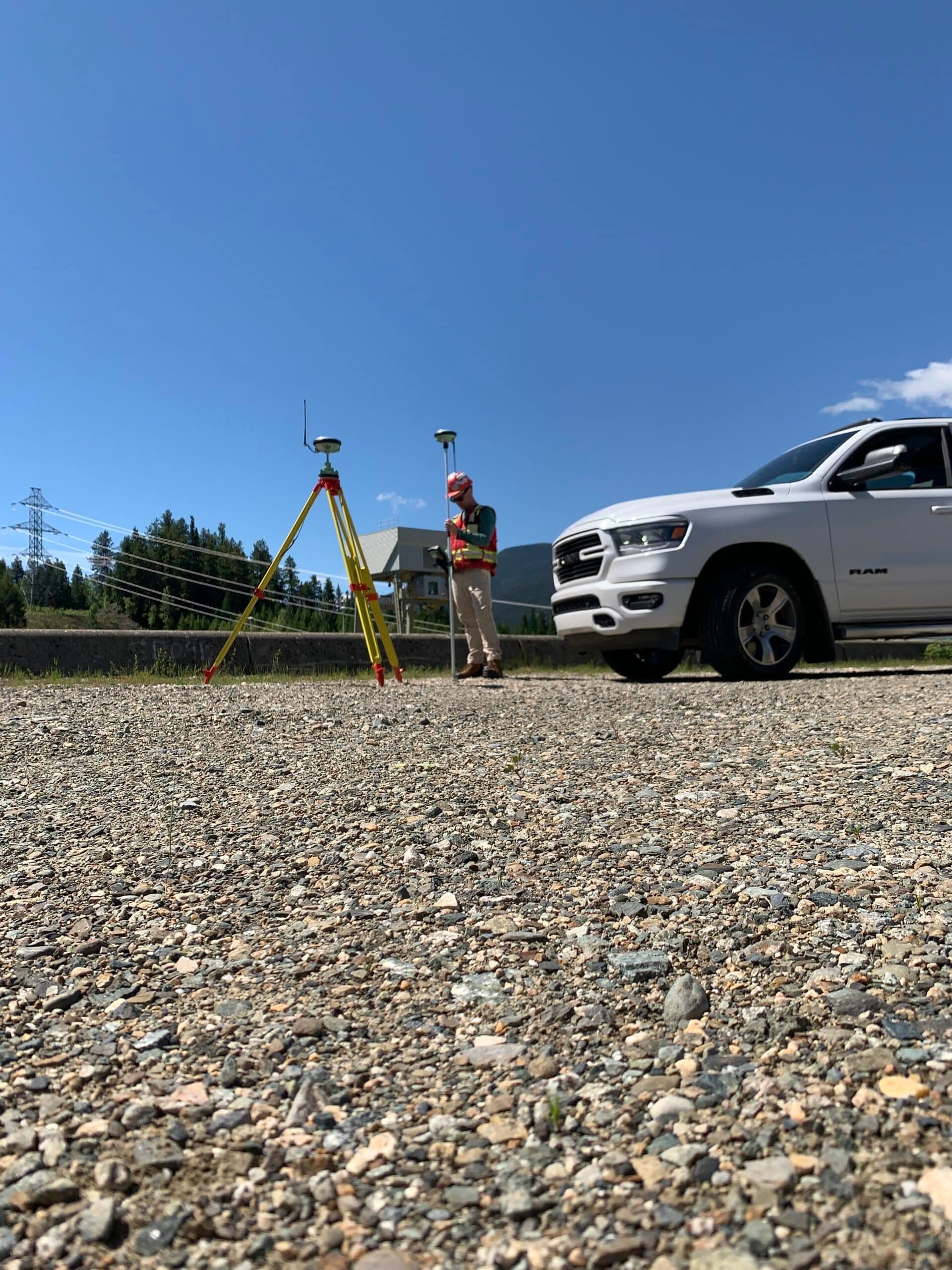 Layout crew at work on a construction site