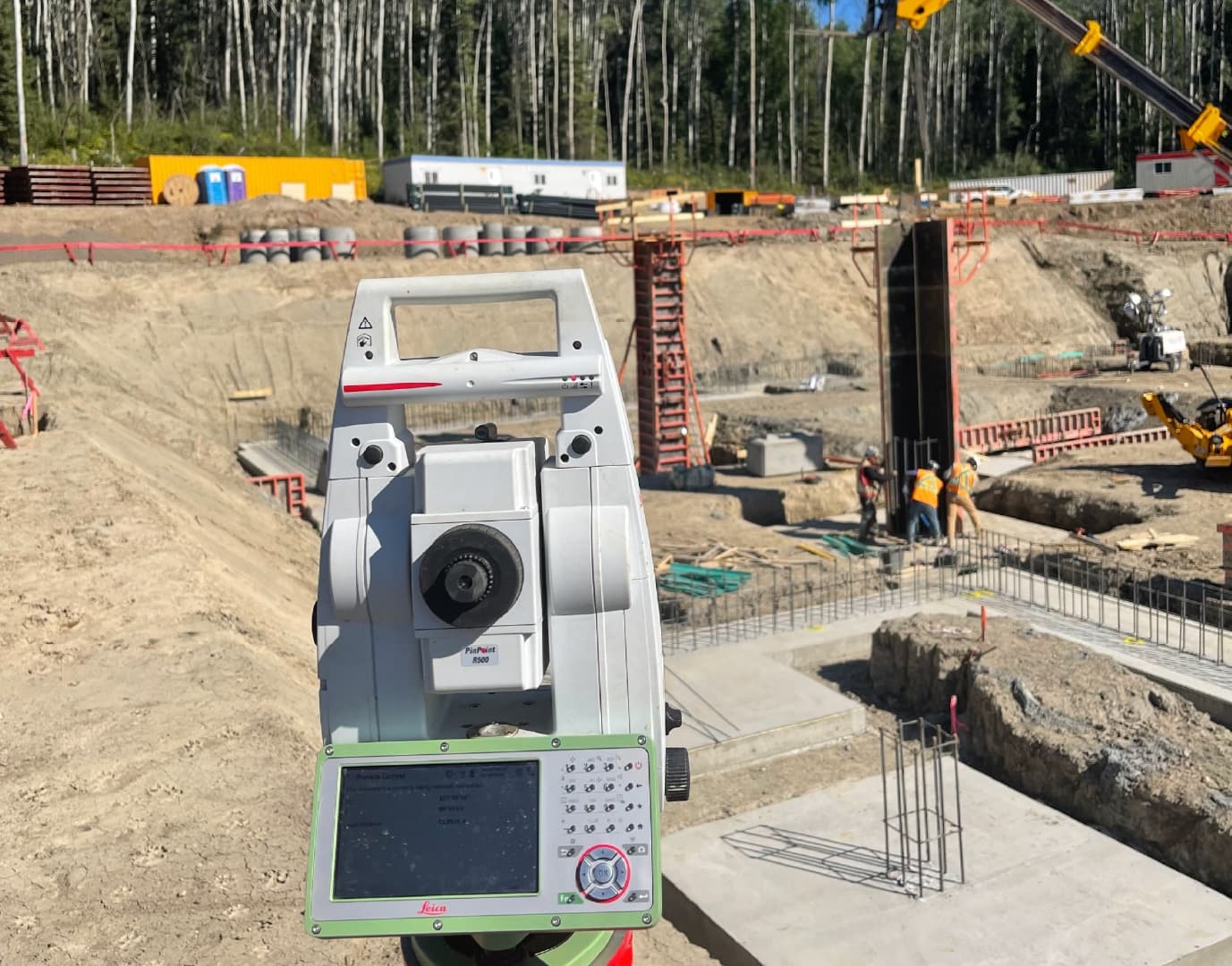 Deep excavation survey work on a commercial Vancouver project