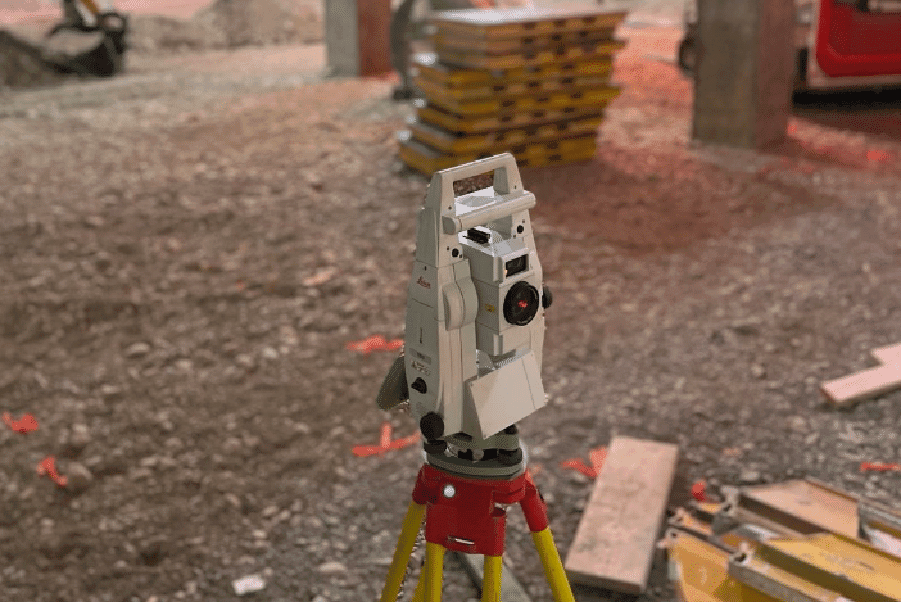 Slab-on-grade construction survey layout in Northern BC