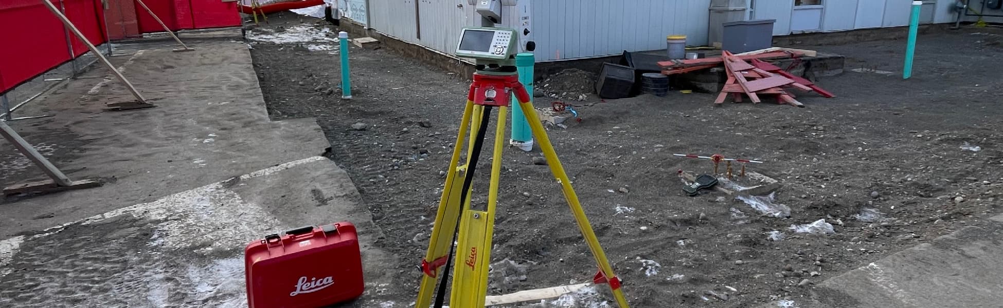 Total station set up for construction surveying in Prince George