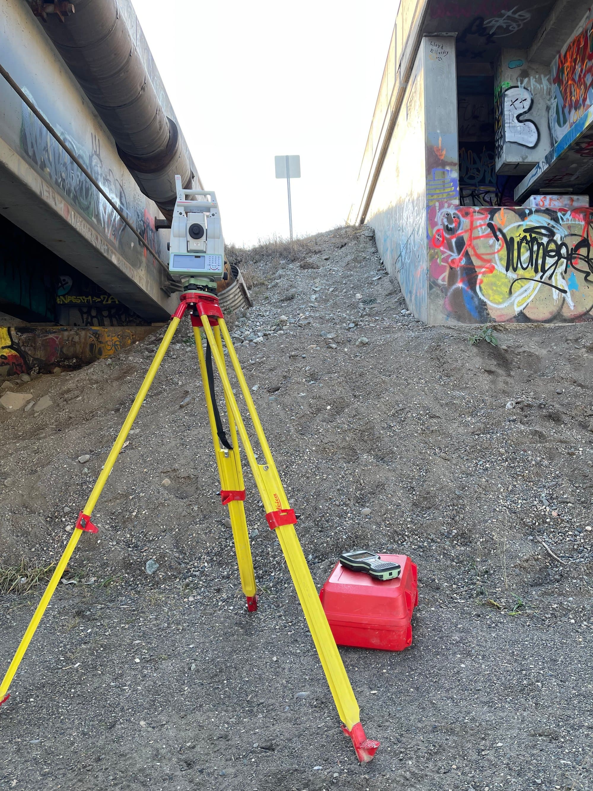 Bridge underpass survey with a total station