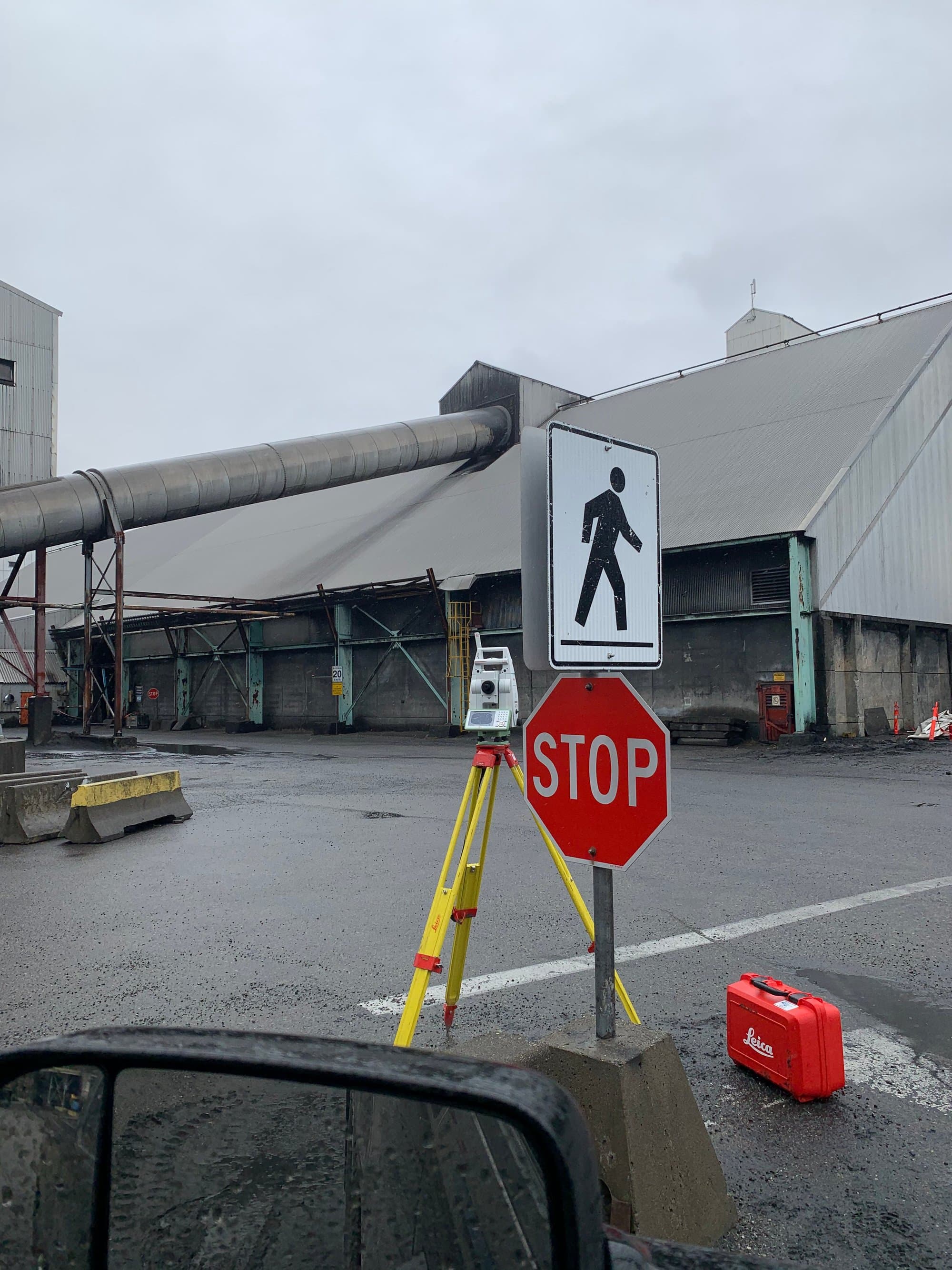 Total station at an industrial plant gate