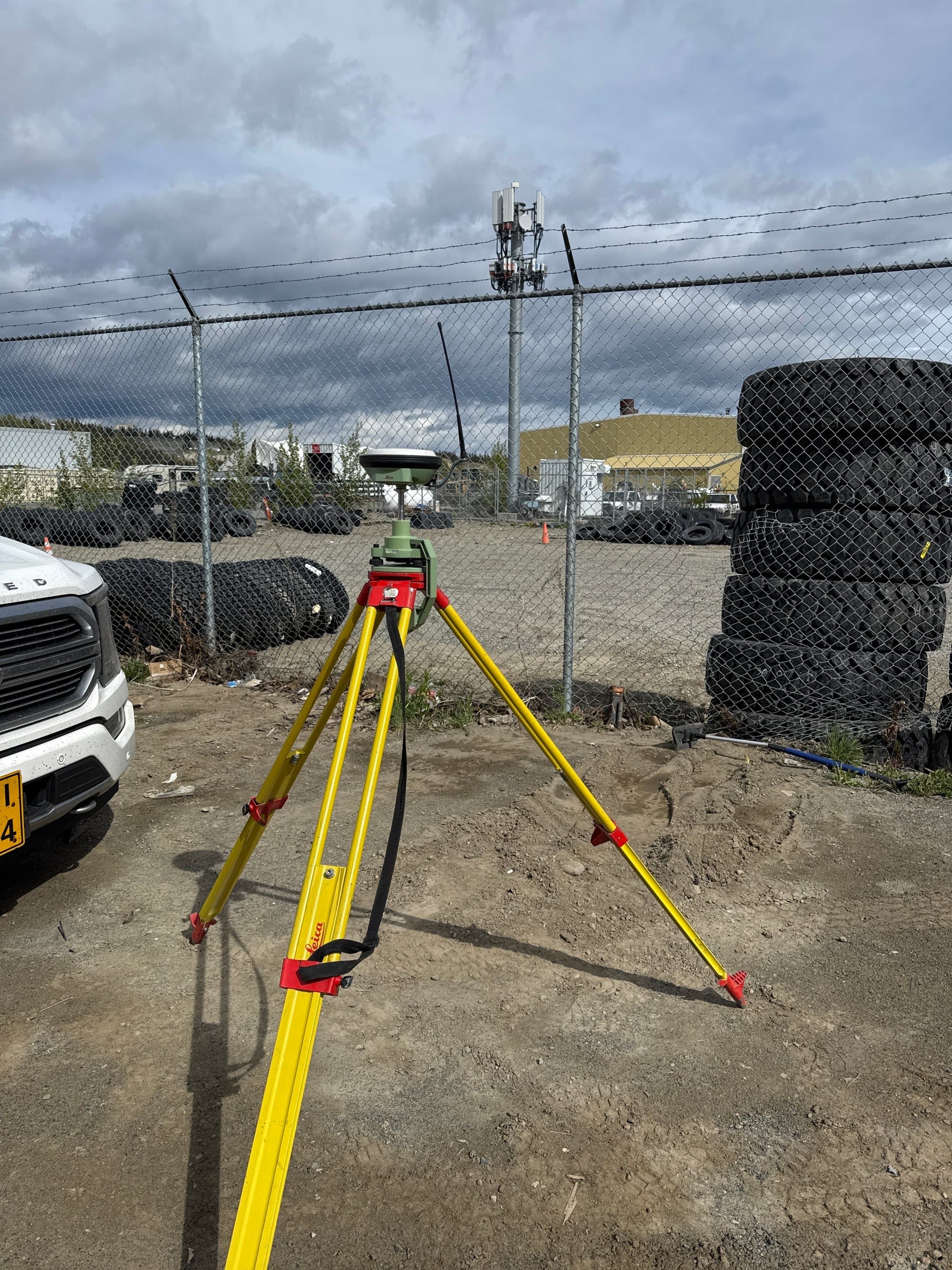Tripod in an industrial yard