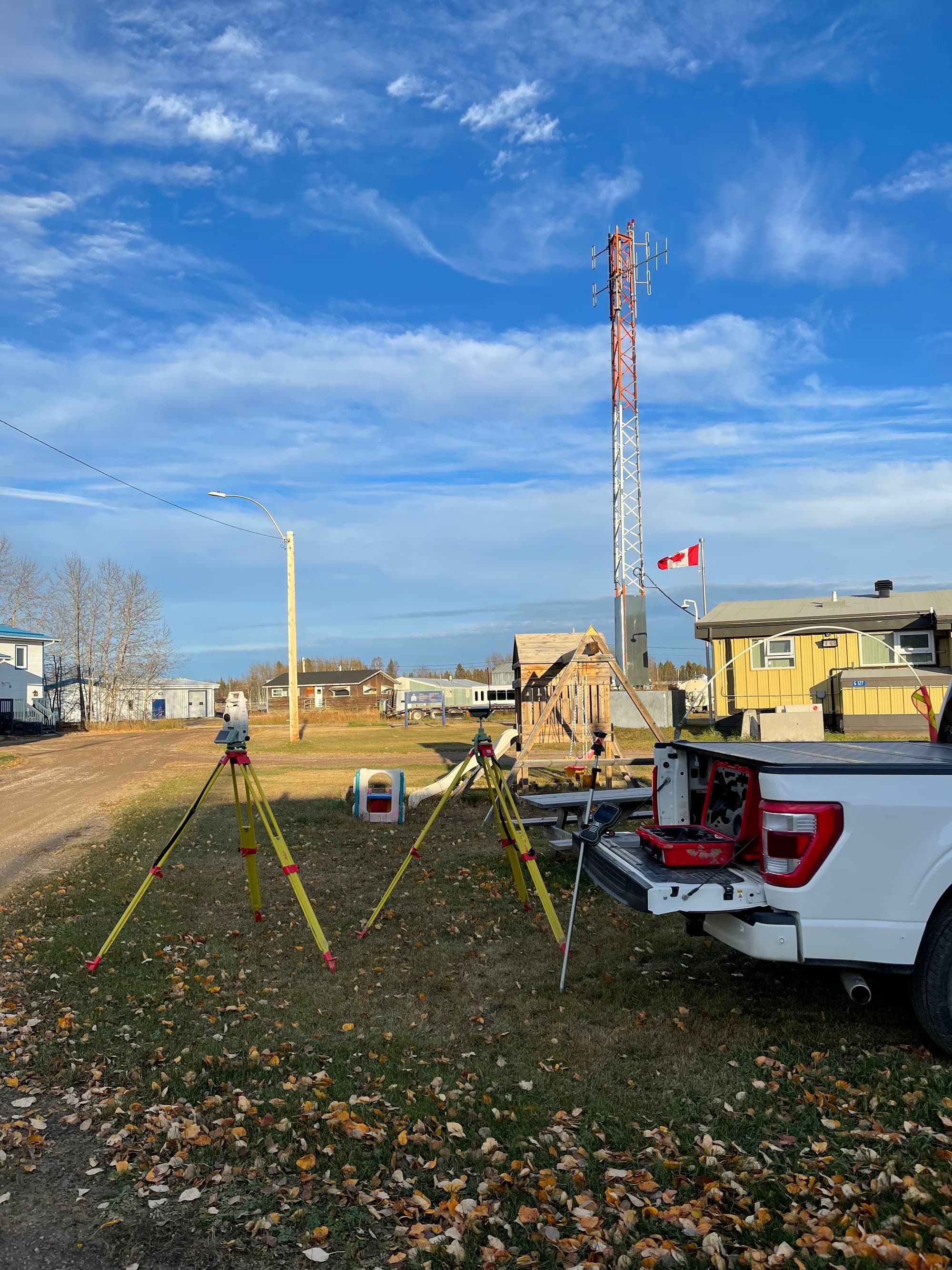 PCI survey crews working in a northern community