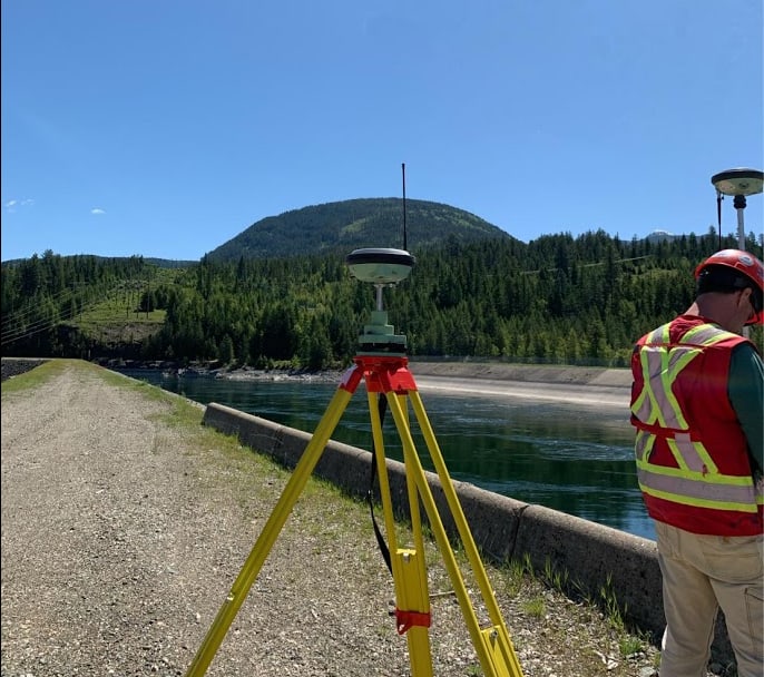 Surveying for construction at a Hydro project Northern BC.