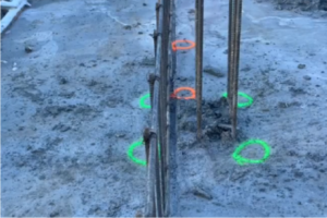 construction survey layout for face of wall and column corners in british columbia