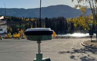 surveyors in whitehorse yukon performing an as-built survey downtown in whitehorse