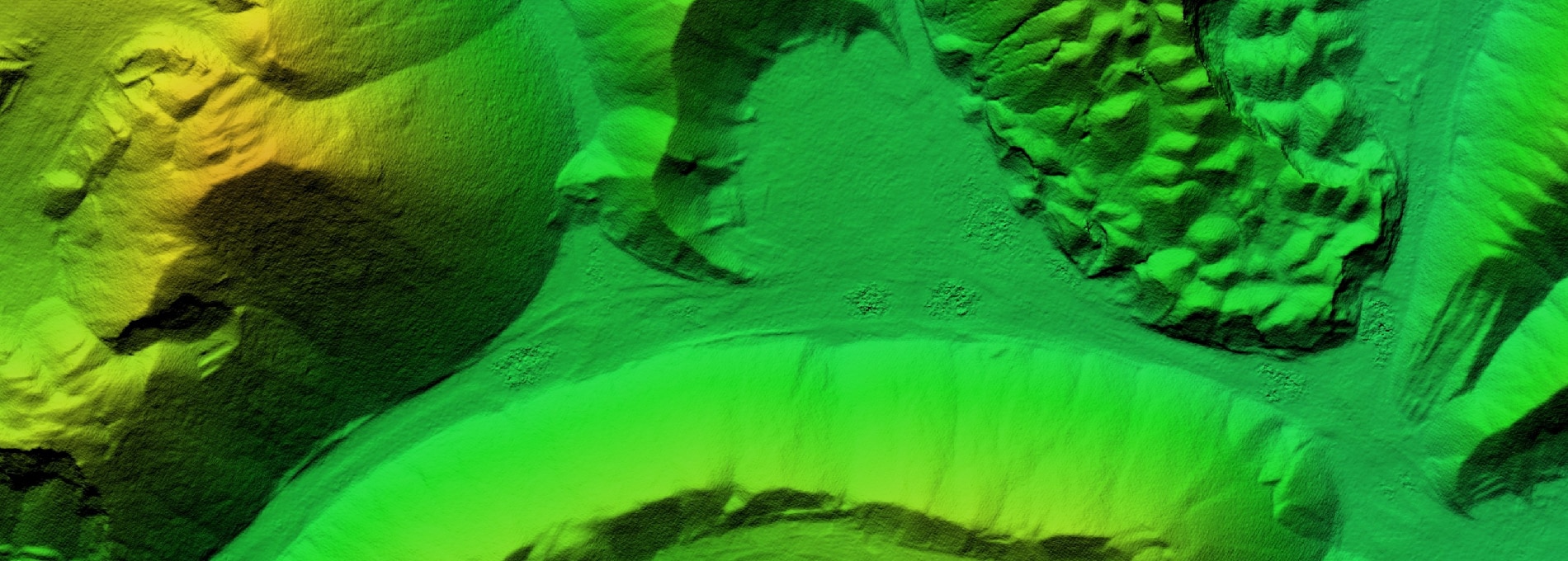 RTK GNSS setup for LiDAR-generated terrain map showing detailed elevation data for mining and construction surveying applications. The image highlights PCI Surveys' capabilities in providing high-resolution digital surface models for engineering and environmental projects.