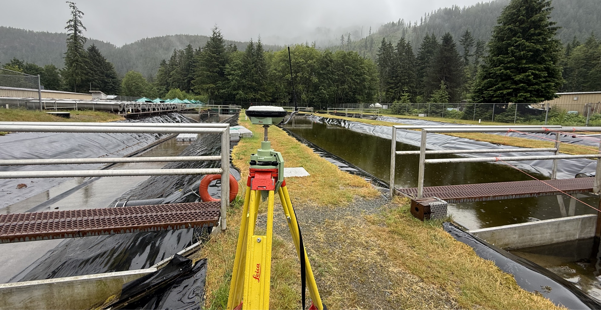 GNSS setup for a commercial construction survey in BC.